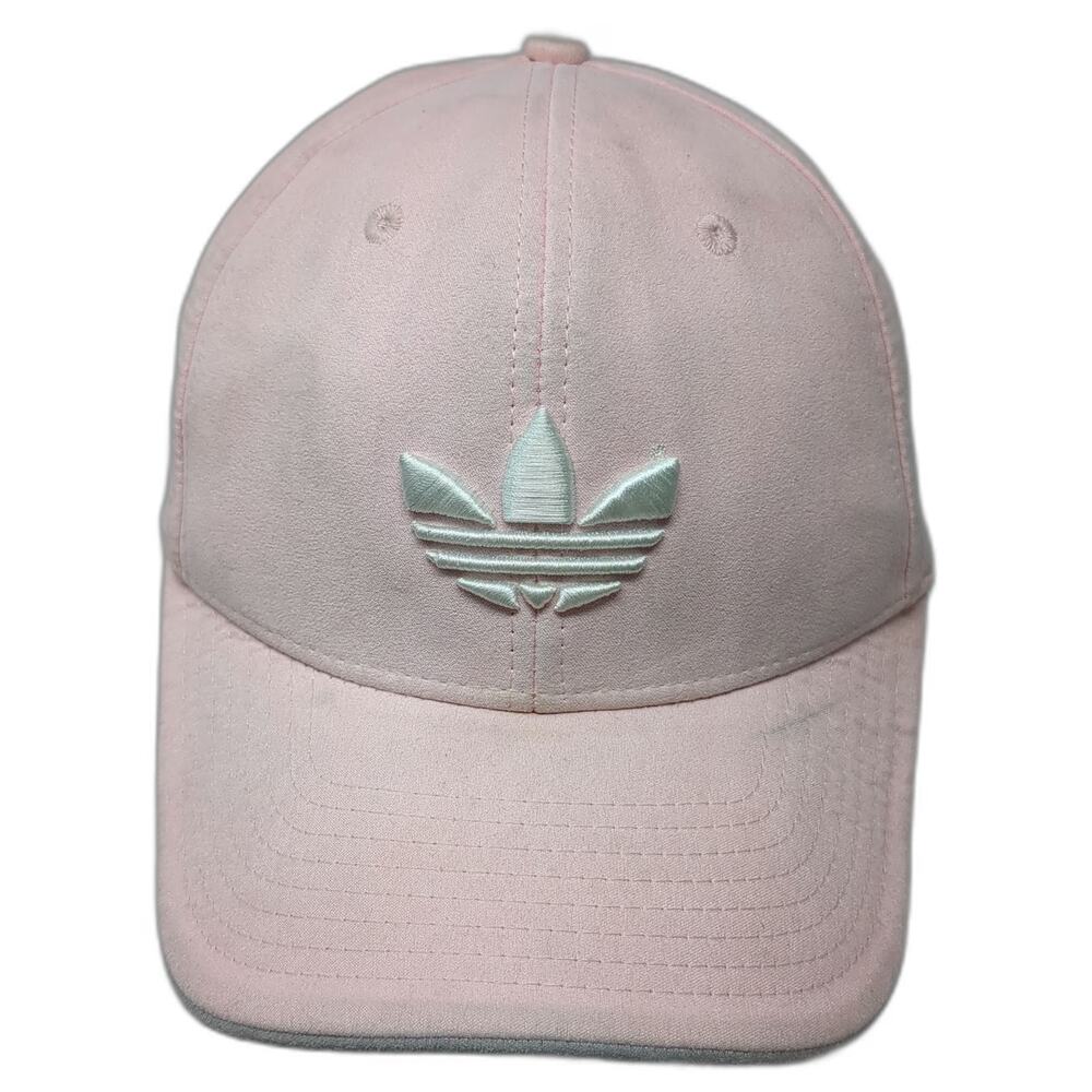Adidas Baseball Cap Pink 7 1/8 Trefoil Logo Embroidered Polyester Hat Gray Brim